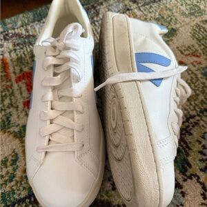 VEJA White Sneakers with Blue Accents- worn once!